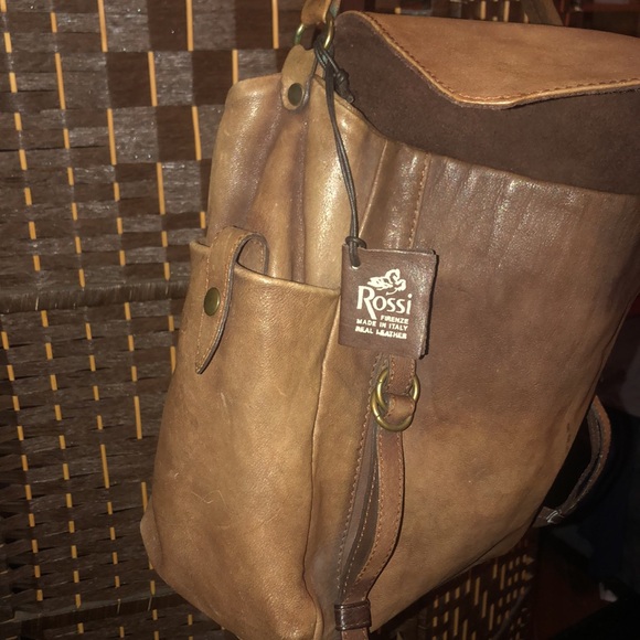 Rossi Firenze satchel brown distressed leather bag made in Florence Italy - Picture 7 of 14